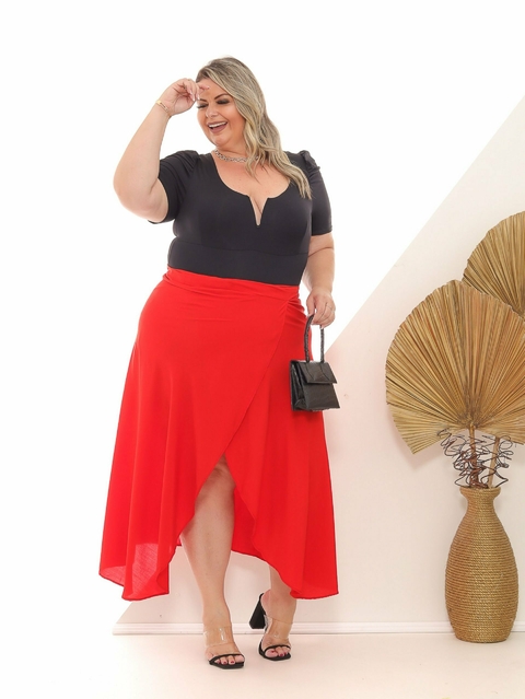 Saia vermelha plus size discount