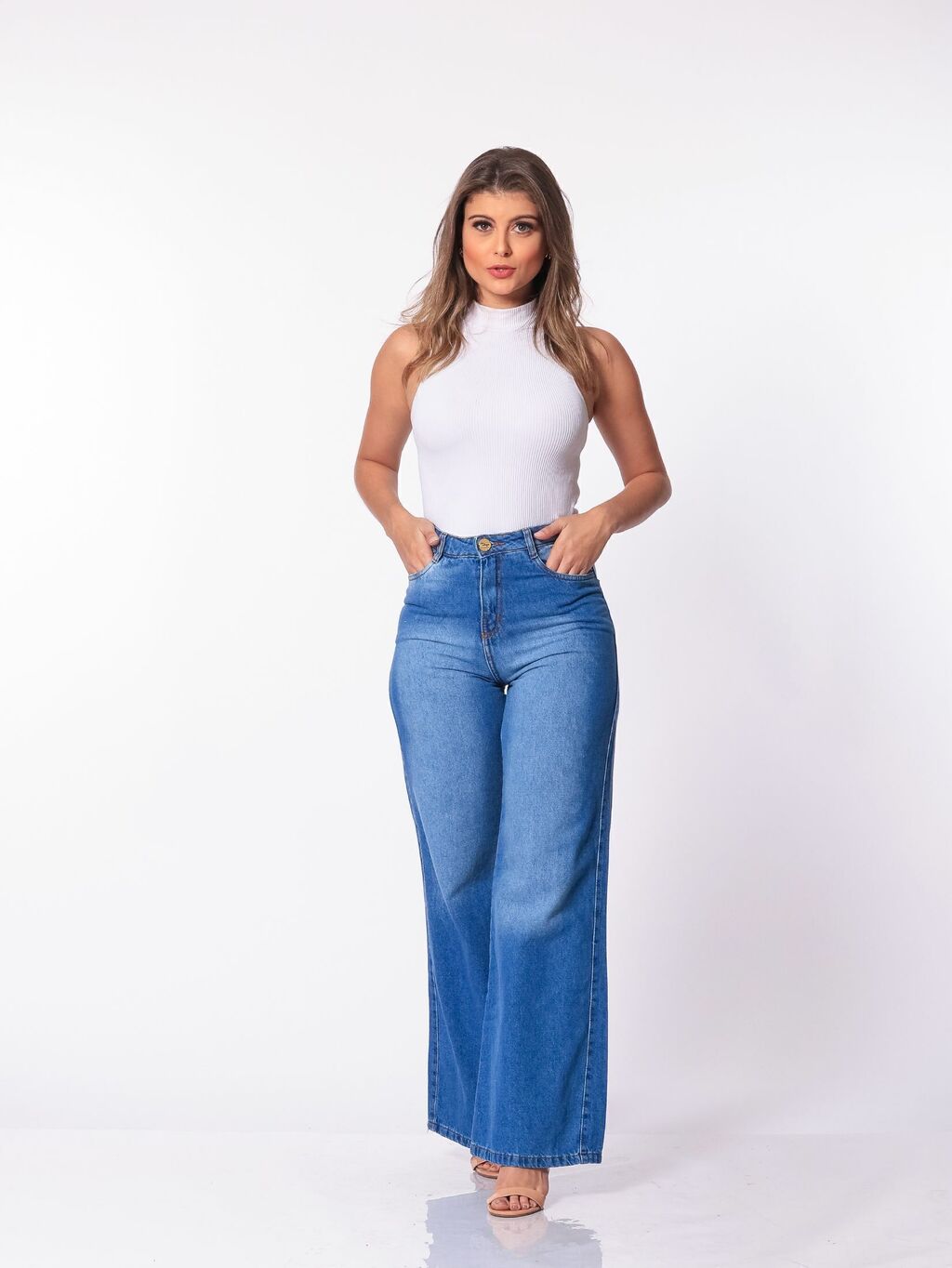 Calça feminina perna hot sale larga