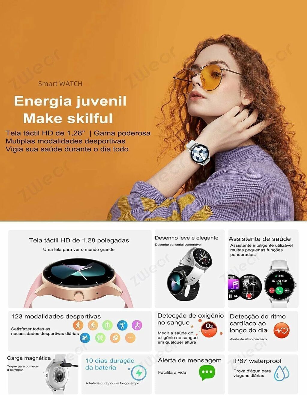 Smartwatch inteligente Zwear Zw 02 Preto