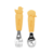 Kit Garfo e Colher Animais Silicone e Inox Amarelo - Clingo