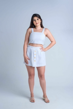 Conjunto Cropped Short/Saia Branco - loja online