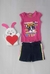 Conjunto Infantil Feminino Manga Japonesa e Short com Faixa Lateral - comprar online