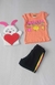 Conjunto Infantil Feminino Manga Japonesa e Short com Faixa Lateral