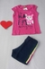 Conjunto Infantil Feminino Manga Japonesa e Short Com Faixa Lateral