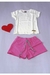 Conjunto Feminino em Cotton com Short em Moleton Careca