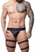 Jockstrap em cirrê com liga dupla e detalhe de ilhoses, regulagem nas coxas - Via Sexy Shop