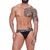 Jockstrap em arrastão com elástico sobreposto em tons de marrom