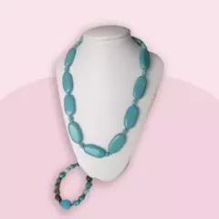 Conjunto Colar e Pulseira Turquesa