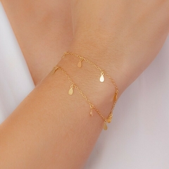 Pulseira Dupla Com Gotinhas Banhada a Ouro 18k