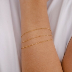 Pulseira Tripla Elos Banhada a Ouro 18k