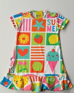 Vestido estampado Frutas e Sorvete