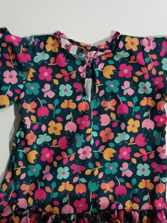 Vestido Verde com Estampa de Flor e Borboleta - comprar online