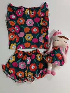 Conjunto Verde de Babado Estampado