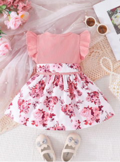 Vestido con Estampado Floral Rosado - comprar online