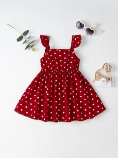 Vestido Rojo con estampado lunares blancos - comprar online