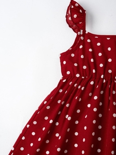 Vestido Rojo con estampado lunares blancos - AdeAmor