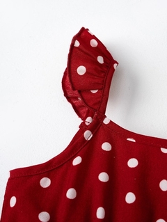 Vestido Rojo con estampado lunares blancos - tienda online