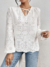 Camisa Feminina em Leise com Decote V e Cordão no Busto - Branco