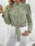 Camisa Feminina Cropped Amarração Frontal - Verde - Clamilli