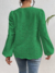 Camisa Feminina em Leise com Decote V e Cordão no Busto - Verde - comprar online
