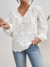 Camisa Feminina em Leise com Decote V e Cordão no Busto - Branco na internet