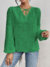 Camisa Feminina em Leise com Decote V e Cordão no Busto - Verde na internet
