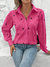 Camisa Social Feminina Tipo Linho com Bordado - Pink