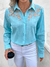 Camisa Social Tipo Linho com Bordado Floral Vazado no Busto - Azul Claro - comprar online