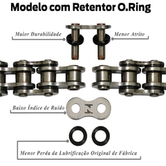 CORRENTE DE TRANSM. TITAN FAN 150 YBR FACTOR C/RETENTOR - 428H+118L