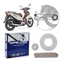 KIT TRANSMISSAO (RELACAO) HONDA BIZ 125 BIZ 110I - ACO 1045 TITANIUM