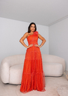 Cor fashion coral vestido