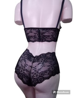 CONJUNTO DE PUNTILLA NEGRA CON CULOTE 010 - comprar online