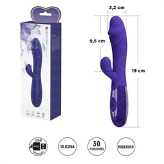 Vibrador con estimulador de clitoris, con 30 funciones y carga USB