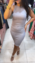 Vestido midi sem fenda cinza - comprar online