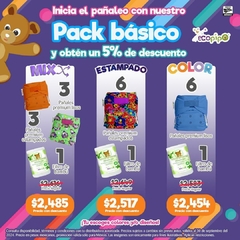 Pack de 6 pañales Ecopipo mixto + 1 Rollo de bambu