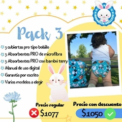 Pack 3 pañales ecológicos Brillito + GRATIS 1 BABERO