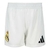 Shorts brancos do Kit Infantil do Real Madrid I 2024/2025 com logo do clube e detalhes da Adidas.