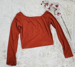 Blusa Non Stop manga larga terracota con detalle de fruncido en el pecho - comprar en línea