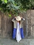 Kimono seda ikat azul y plateado en internet