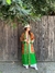 Kimono seda Ikat verde con naranja - comprar en línea