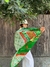 Kimono seda Ikat verde con naranja en internet