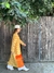 Kimono seda Ikat amarillo con naranja - Asian Story