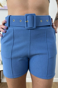 Short Azul com cinto - comprar online