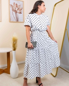 Vestido Clássico Poá Branco com bolinhas pretas - comprar online