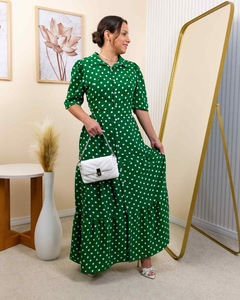 Vestido Liah Verde com bolinhas