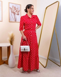 Vestido Liah Vermelho com bolinhas na internet