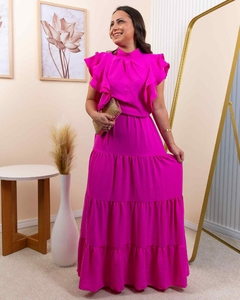 Vestido Crepe Duna Longo Pink na internet