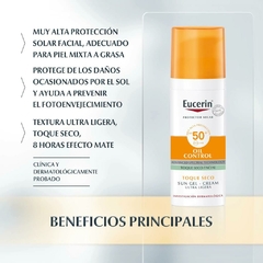 Eucerin Protector Solar Sun Oil Control Facial FPS 50+ 50 ml - Dermatológica Blanco