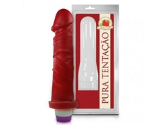 Prótese Frutada 18 x 4,4 cm - Aroma Morango com vibrador interno.