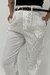 Calça Branco Laura Em Alfaiataria Risca de Giz Com Cinto - comprar online